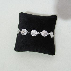 Silvertone Pave Accent Adjustable Bracelet